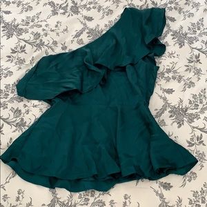 H&M teal one shoulder blouse